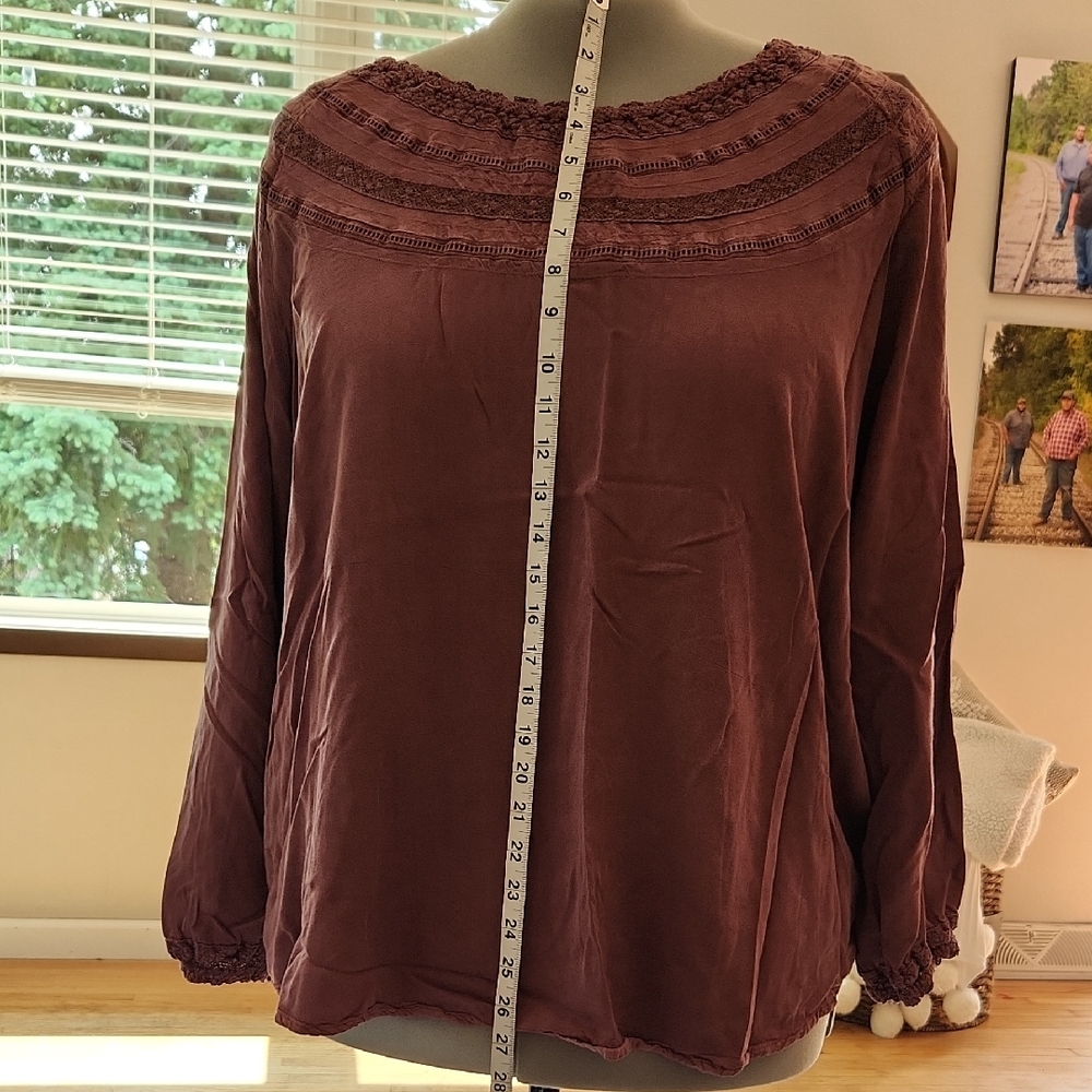 Torrid Red Long Sleeve Blouse with Intricate Neckline